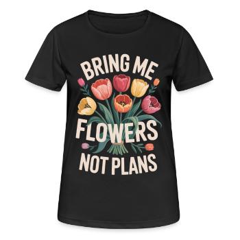 Bouquet with desired text - Women's Breathable T-Shirt - black - Front - AI Model Female 172 light (172cm)