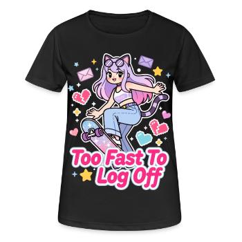 😻 Chaton élégant - Trop vite pour se déconnecter - - T-shirt respirant Femme - noir - Devant - AI Model Female 172 light (172cm)