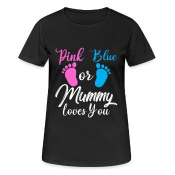 Rosa Oder Blau Geschlecht Enthüllung T-Shirt Schwangere Mumie - Frauen T-Shirt atmungsaktiv - Schwarz - Vorne - AI Model Female 172 light (172cm)