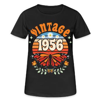 1956 Butterfly 70th Birthday Woman - Women's Breathable T-Shirt - black - Front - AI Model Female 172 light (172cm)