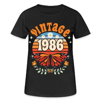 1986 Papillon 40 Ans Anniversaire Femme - T-shirt respirant Femme - noir - Devant - AI Model Female 172 light (172cm)