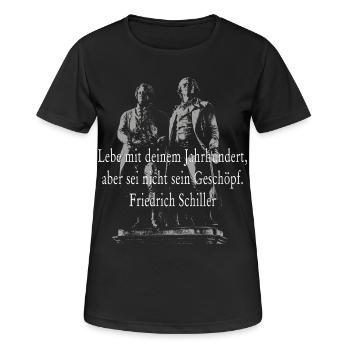 Citation de Friedrich Schiller - T-shirt respirant Femme - noir - Devant - AI Model Female 172 light (172cm)