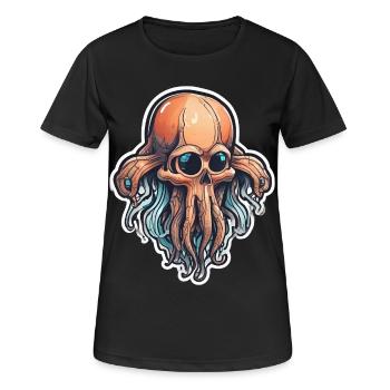 Umweltfreundlicher Tintenfischschädel - Frauen T-Shirt atmungsaktiv - Schwarz - Vorne - AI Model Female 172 light (172cm)
