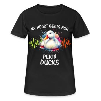 canards de Pékin avec illustration de battement de cœur - T-shirt respirant Femme - noir - Devant - AI Model Female 172 light (172cm)