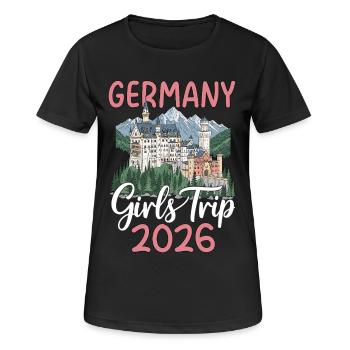 Allemagne Girls Trip 2026 Château de Neuschwanstein - T-shirt respirant Femme - noir - Devant - AI Model Female 172 light (172cm)