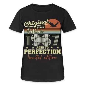 1967 Oktober 1967 Geburtstag Oktober 1967 - Frauen T-Shirt atmungsaktiv - Schwarz - Vorne - AI Model Female 172 light (172cm)