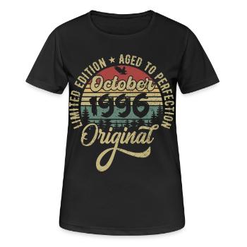 Octobre 1996 Anniversaire Octobre 1996 Octobre - T-shirt respirant Femme - noir - Devant - AI Model Female 172 light (172cm)
