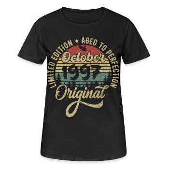 Octobre 1997 Anniversaire Octobre 1997 Octobre - T-shirt respirant Femme - noir - Devant - AI Model Female 172 light (172cm)
