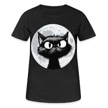 Mondkatze Mitternacht - Frauen T-Shirt atmungsaktiv - Schwarz - Vorne - AI Model Female 172 light (172cm)