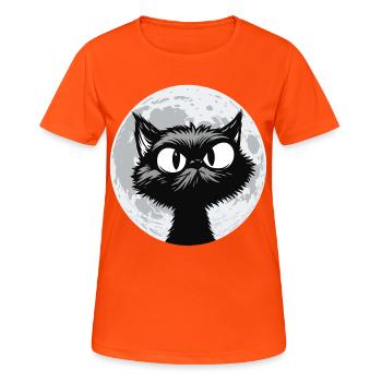 Chat de Lune Minuit - T-shirt respirant Femme - orange néon - Devant - AI Model Female 172 dark (172cm)