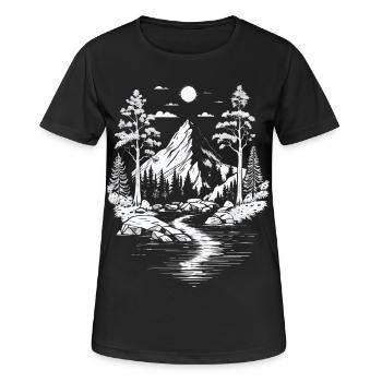 Naturliebhaber Berg Natur Landschaft Bäume Fluss - Frauen T-Shirt atmungsaktiv - Schwarz - Vorne - AI Model Female 172 light (172cm)