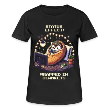 Status: Eingekuschelt in Decken - Frauen T-Shirt atmungsaktiv - Schwarz - Vorne - AI Model Female 172 light (172cm)