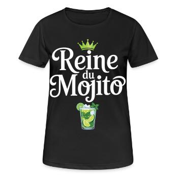 Reine Du Mojito Couple Humour Apéro - T-shirt respirant Femme - noir - Devant - AI Model Female 172 light (172cm)
