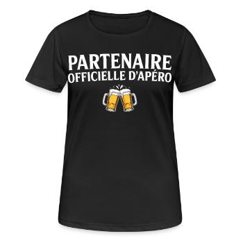 Offizieller Partner Apéro Paar Humor Apéro - Frauen T-Shirt atmungsaktiv - Schwarz - Vorne - AI Model Female 172 light (172cm)