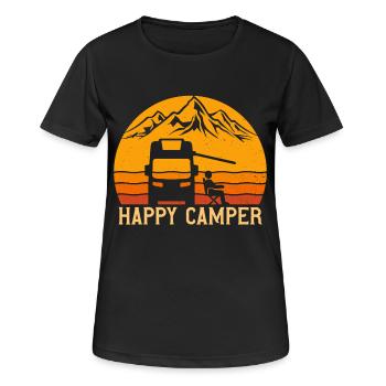 Happy Camper Camper Camping - T-shirt respirant Femme - noir - Devant - AI Model Female 172 light (172cm)