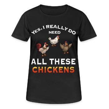 Humorvolle Hühnerillustration Aussage - Frauen T-Shirt atmungsaktiv - Schwarz - Vorne - AI Model Female 172 light (172cm)