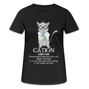 Verspieltes akademisches Katzen-T-Shirt - Frauen T-Shirt atmungsaktiv - Schwarz - Vorne - AI Model Female 172 light (172cm)