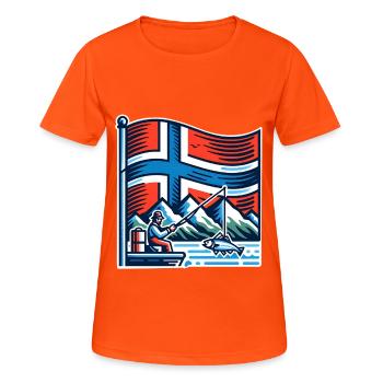 Norway Fishing Boat - Women's Breathable T-Shirt - neon orange - Front - AI Model Female 172 dark (172cm)