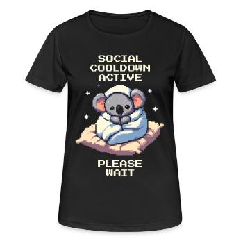 Refroidissement social actif | Humour introverti - T-shirt respirant Femme - noir - Devant - AI Model Female 172 light (172cm)