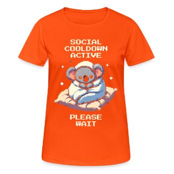 Refroidissement social actif | Humour introverti - T-shirt respirant Femme - orange néon - Devant - AI Model Female 172 dark (172cm)