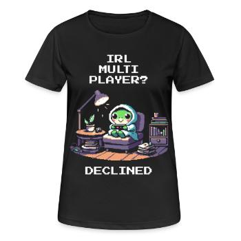 Multijoueur IRL : rejeté | Humour introverti - T-shirt respirant Femme - noir - Devant - AI Model Female 172 light (172cm)