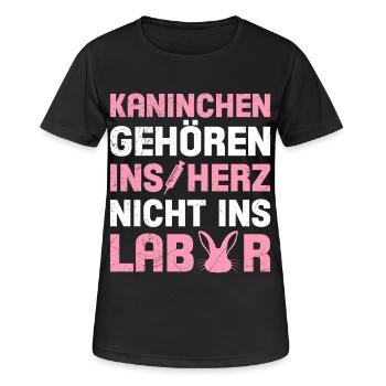 KANINCHEN GEHÖREN INS HERZ NICHT LABOR Gegen - Frauen T-Shirt atmungsaktiv - Schwarz - Vorne - AI Model Female 172 light (172cm)