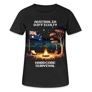 Australien: Hardcore-Survival | Outback - Frauen T-Shirt atmungsaktiv - Schwarz - Vorne - AI Model Female 172 light (172cm)