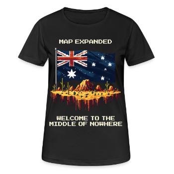 Map extended: Middle of Nowhere | Outback - Women's Breathable T-Shirt - black - Front - AI Model Female 172 light (172cm)