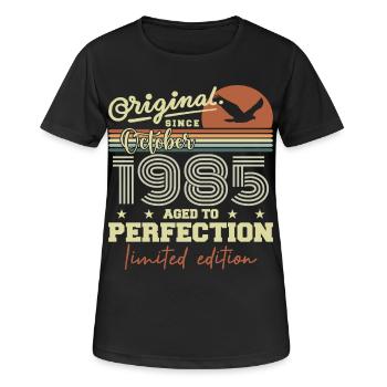 1985 October 1985 Anniversary October 1985 - Women's Breathable T-Shirt - black - Front - AI Model Female 172 light (172cm)