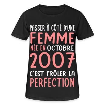 18th birthday - born in October 2007 - Women's Breathable T-Shirt - black - Front - AI Model Female 172 light (172cm)
