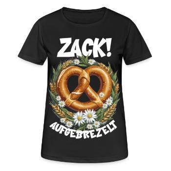Pretzel Zack dressed up dirndler set folk festival - Women's Breathable T-Shirt - black - Front - AI Model Female 172 light (172cm)