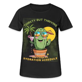 Sommerkaktus – Durstig, aber voller Leben - Frauen T-Shirt atmungsaktiv - Schwarz - Vorne - AI Model Female 172 light (172cm)