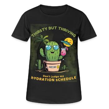 Sommerkaktus – Durstig, aber voller Leben - Frauen T-Shirt atmungsaktiv - Schwarz - Vorne - AI Model Female 172 light (172cm)