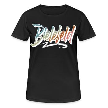 Bielefeld - Frauen T-Shirt atmungsaktiv - Schwarz - Vorne - AI Model Female 172 light (172cm)