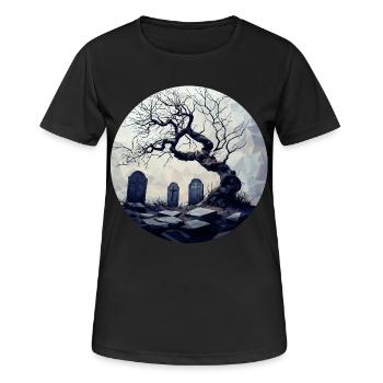Tombe oubliée avec arbre noueux - T-shirt respirant Femme - noir - Devant - AI Model Female 172 light (172cm)