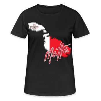 Flagge von Malta, Landkarte von Malta - Frauen T-Shirt atmungsaktiv - Schwarz - Vorne - AI Model Female 172 light (172cm)