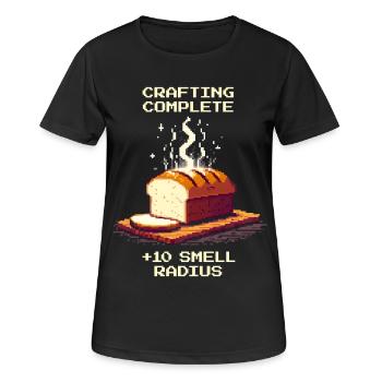 Crafting fertig: +10 Duft-Radius | Brot Humor - Frauen T-Shirt atmungsaktiv - Schwarz - Vorne - AI Model Female 172 light (172cm)