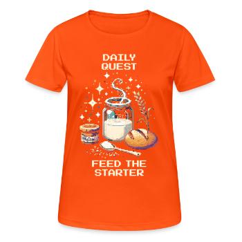 Daily Quest: Feeding Starter | Sourdough - Women's Breathable T-Shirt - neon orange - Front - AI Model Female 172 dark (172cm)
