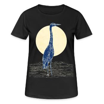 HÉRON CENDRÉ - T-shirt respirant Femme - noir - Devant - AI Model Female 172 light (172cm)