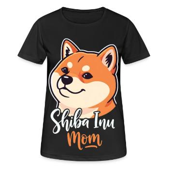 Shiba Inu Mom Illustration für Hundemamas - Frauen T-Shirt atmungsaktiv - Schwarz - Vorne - AI Model Female 172 light (172cm)