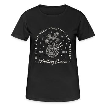 Knitting is my therapy yarn hoarding funny knitter - Women's Breathable T-Shirt - black - Front - AI Model Female 172 light (172cm)