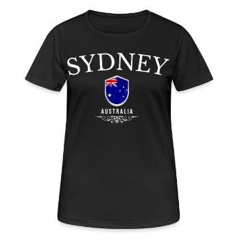 Sydney Australien, elegantes und minimalistisches Design - Frauen T-Shirt atmungsaktiv - Schwarz - Vorne - AI Model Female 172 light (172cm)