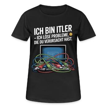 Je suis un spécialiste en informatique : humour informatique et motivation pour résoudre les problèmes - T-shirt respirant Femme - noir - Devant - AI Model Female 172 light (172cm)