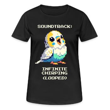 Soundtrack: Endloses Zwitschern | Wellensittich - Frauen T-Shirt atmungsaktiv - Schwarz - Vorne - AI Model Female 172 light (172cm)