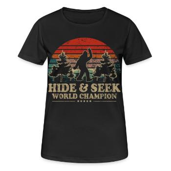 Verstecken Weltmeister Bigfoot - Frauen T-Shirt atmungsaktiv - Schwarz - Vorne - AI Model Female 172 light (172cm)