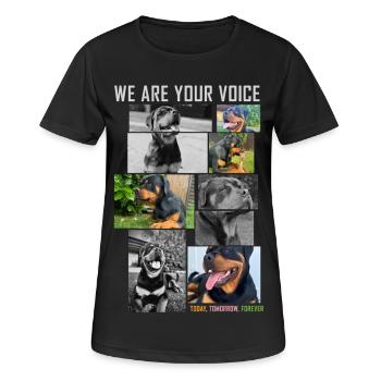 Hundeische Stimme Collage - Frauen T-Shirt atmungsaktiv - Schwarz - Vorne - AI Model Female 172 light (172cm)