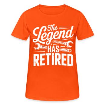 The Legend Has Finished Work Mechanic Retirement - Women's Breathable T-Shirt - neon orange - Front - AI Model Female 172 dark (172cm)