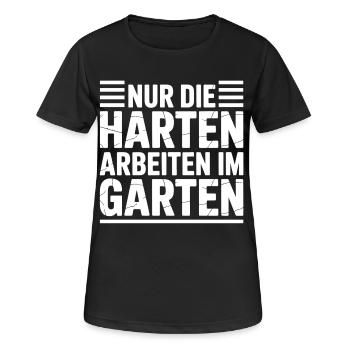 Nur die Harten arbeiten im Garten - Frauen T-Shirt atmungsaktiv - Schwarz - Vorne - AI Model Female 172 light (172cm)