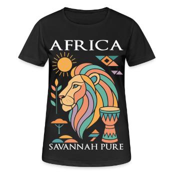 Löwe afrika in pastell - Frauen T-Shirt atmungsaktiv - Schwarz - Vorne - AI Model Female 172 light (172cm)