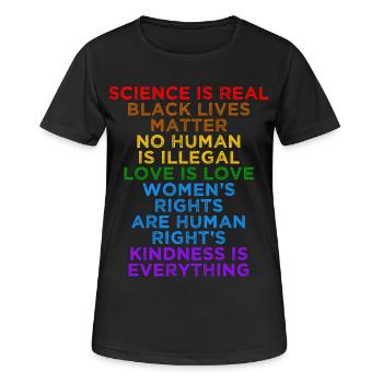 Social Justice Love Equality Human Rights  - Women's Breathable T-Shirt - black - Front - AI Model Female 172 light (172cm)